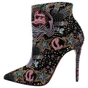 Christian Louboutin So Kate Strass Crystal Boots 37.5 Rare Red Sole Heels